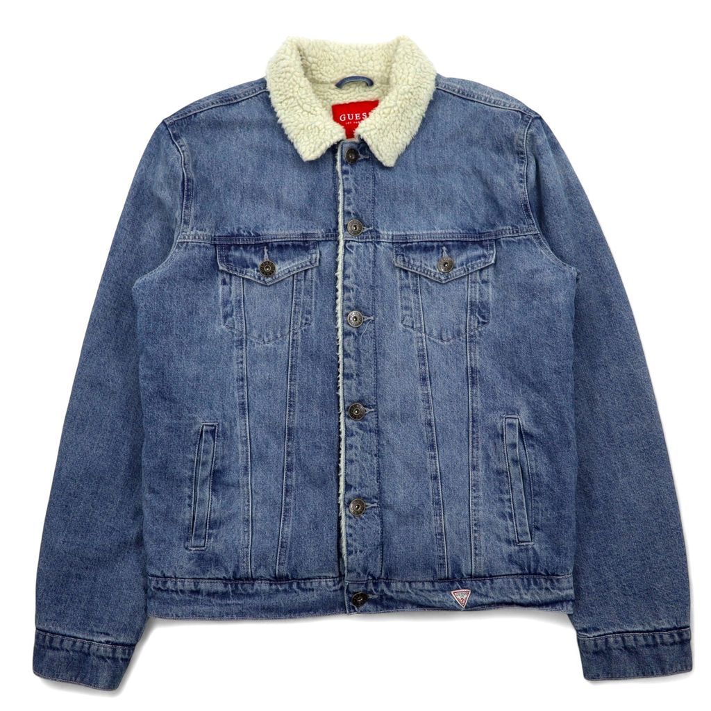 【現金特価】 GUESS ブルー M トラッカージャケット デニムジャケット ボア ジャケット・アウター