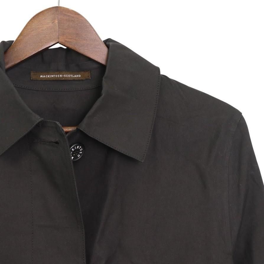 MACKINTOSH マッキントッシュ ゴム引き ステン コート ミドル丈 S レディース ベルト 黒系 通勤通学 カジュアル ビジネス