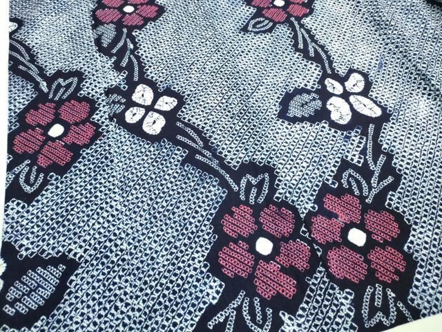 平和屋本店□極上 夏物 浴衣 有松鳴海絞り 草花文 綿 逸品  