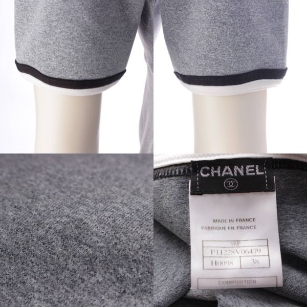 T04/027 CHANEL シャネル 98P ココマーク ワンピース グレー系 シャネル 98P ココマーク ワンピース P11222 グレー ※僅かにシミ有