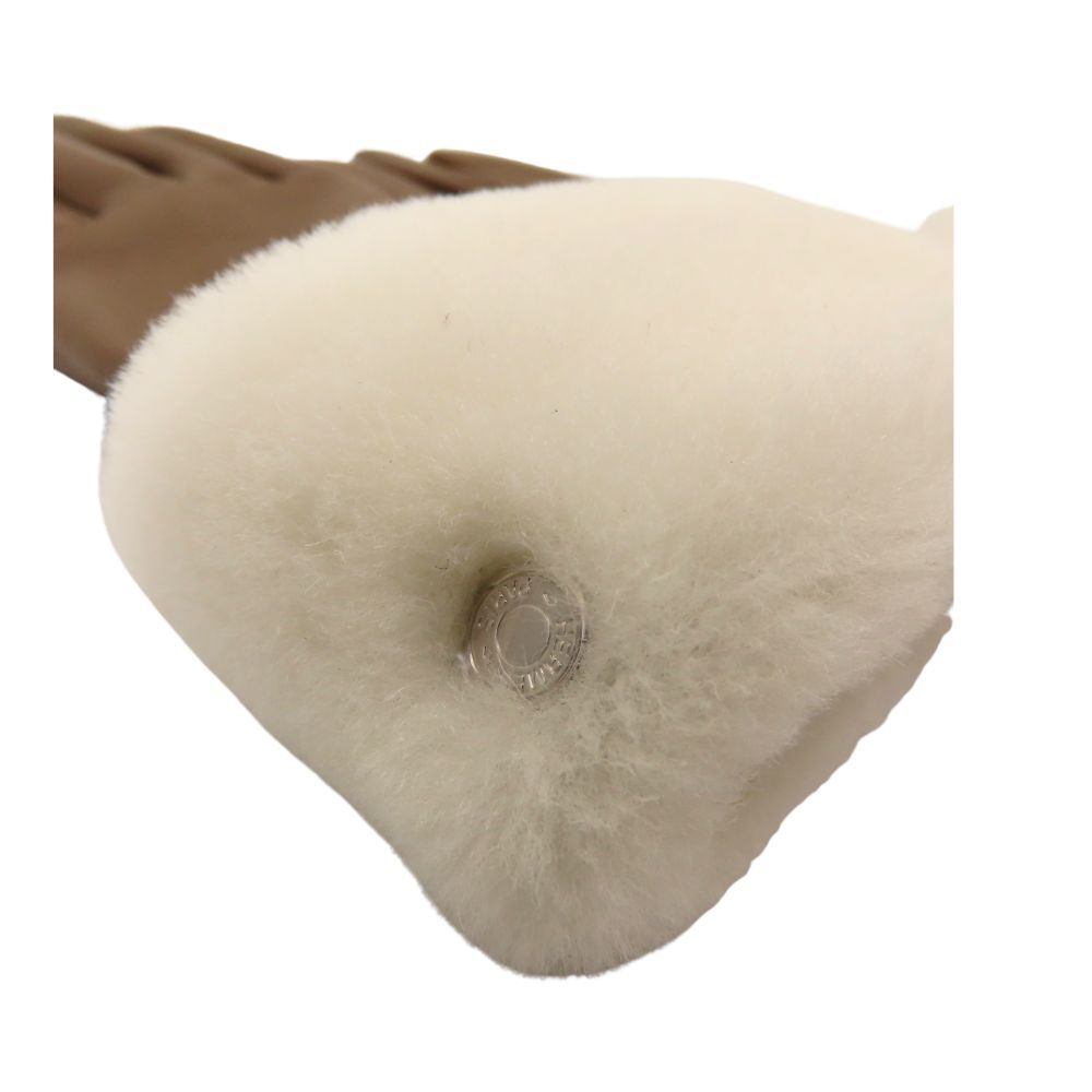 新品タグ付き HERMES バスティーユ ラムスキン 手袋 6.5 エトゥープ