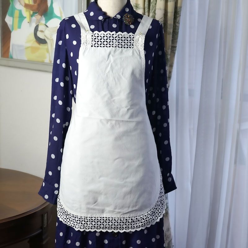 イギリスアンティーク カットワーク刺繍 コットンサロンエプロン gd-270
