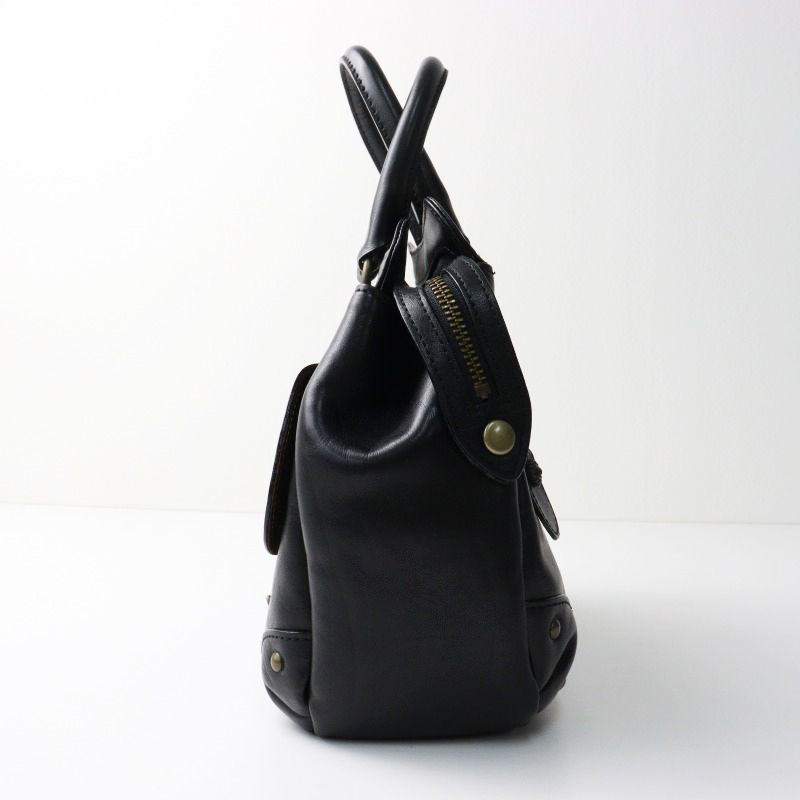 Dakota レザーハンドバック ブラック 新品レザー ダコタ dakota レザー ミニボストンバッグ/ブラック