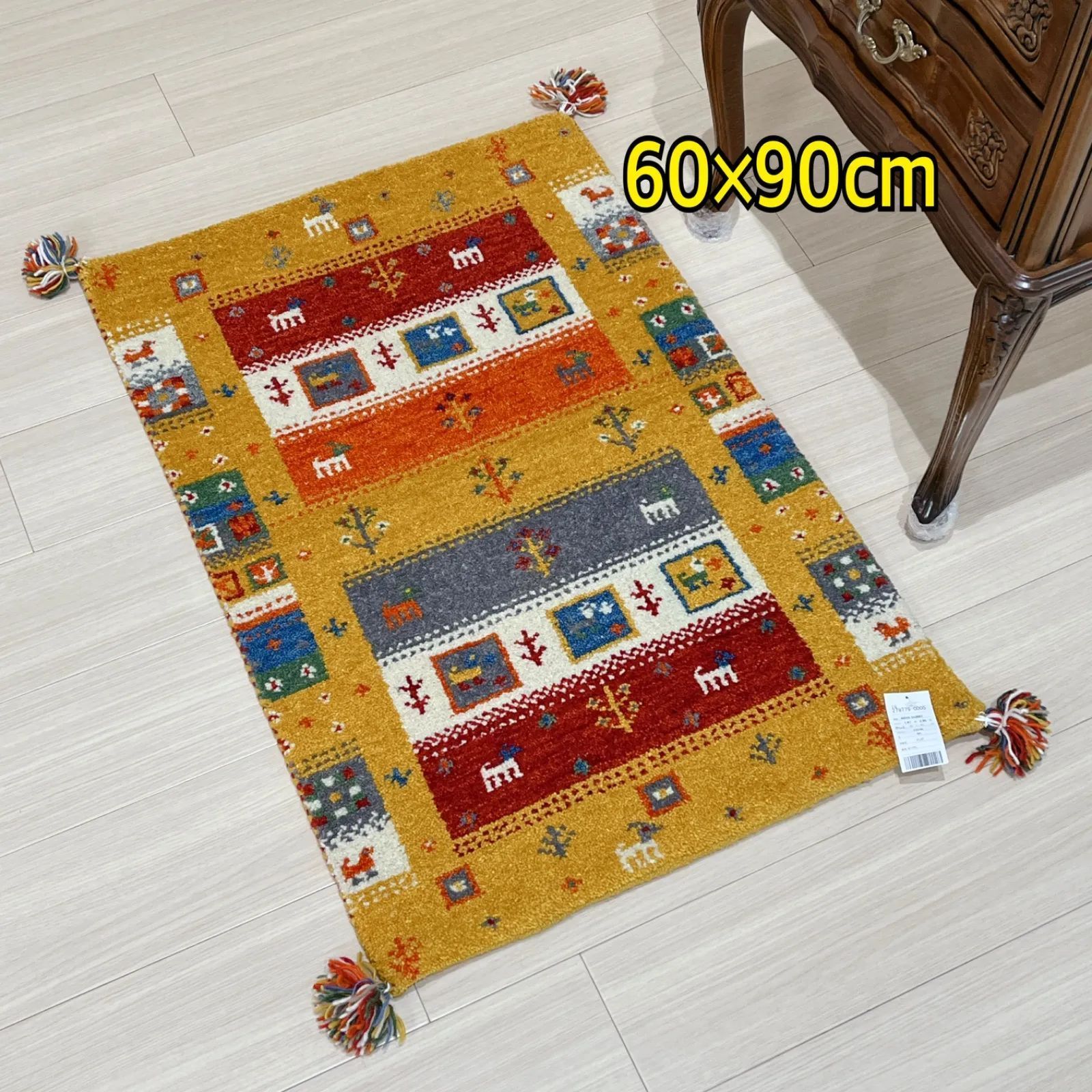 ペルシャギャッベ (ギャベ) 玄関マット No:3478