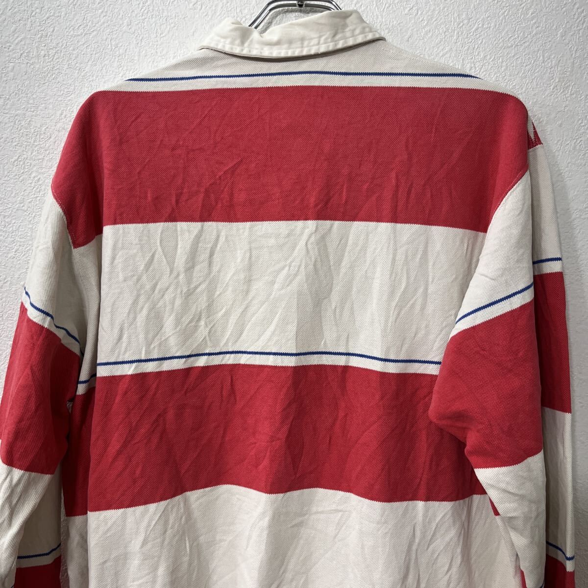 レア USA古着○ポロラルフローレン ポロシャツ ラガーシャツ 長袖 5XLB POLO RALPH LAUREN 長袖 ラガーシャツ L ピンク ホワイト ポロ