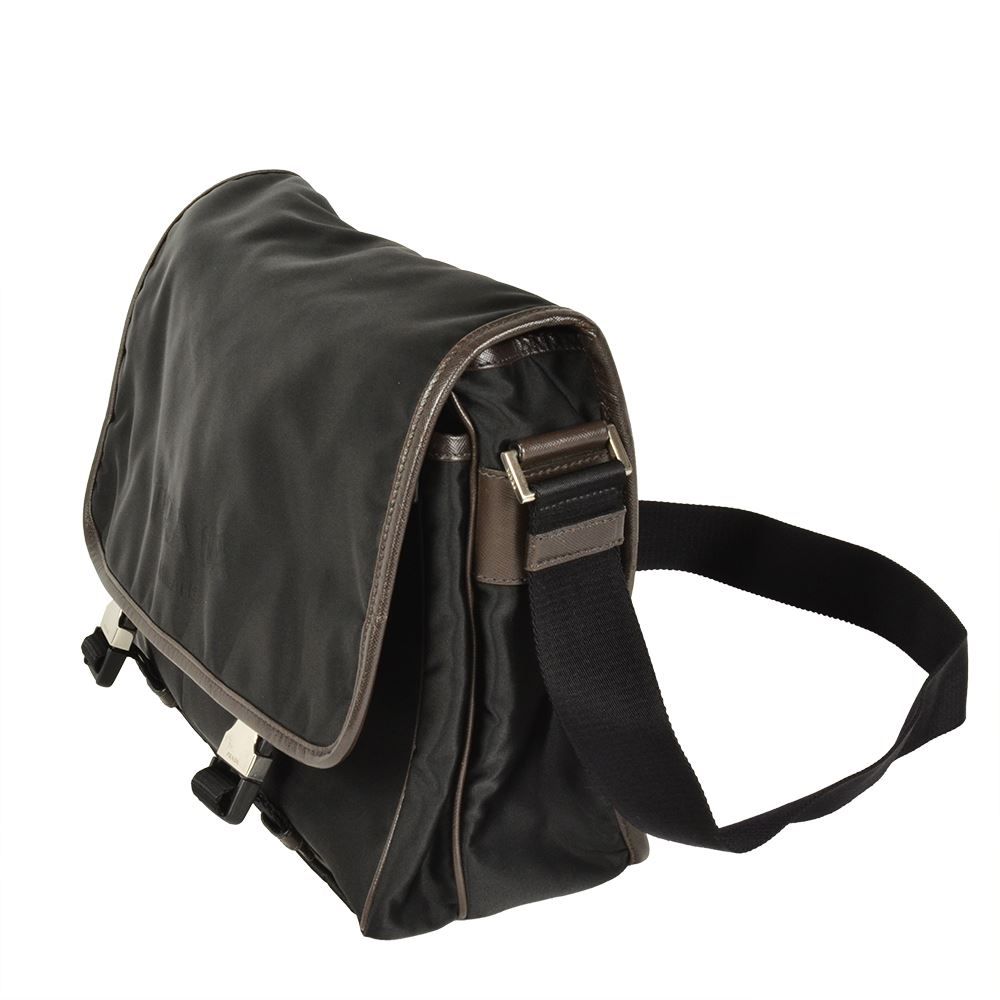 【極美品】プラダ メッセンジャーバッグ ナイロン レザー 三角ロゴ ブラック 黒 PRADA ショルダーバッグ メッセンジャーバッグ ナイロン レザー