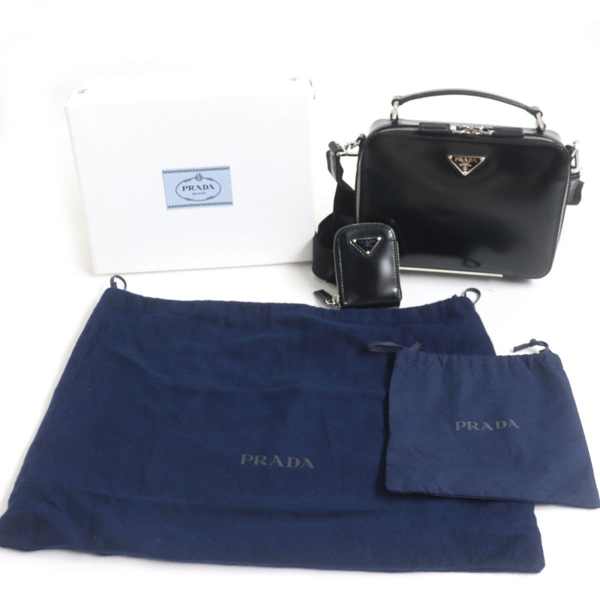 極美品▽定価374000円 PRADA プラダ 2VH069 ブリック ポーチ付き