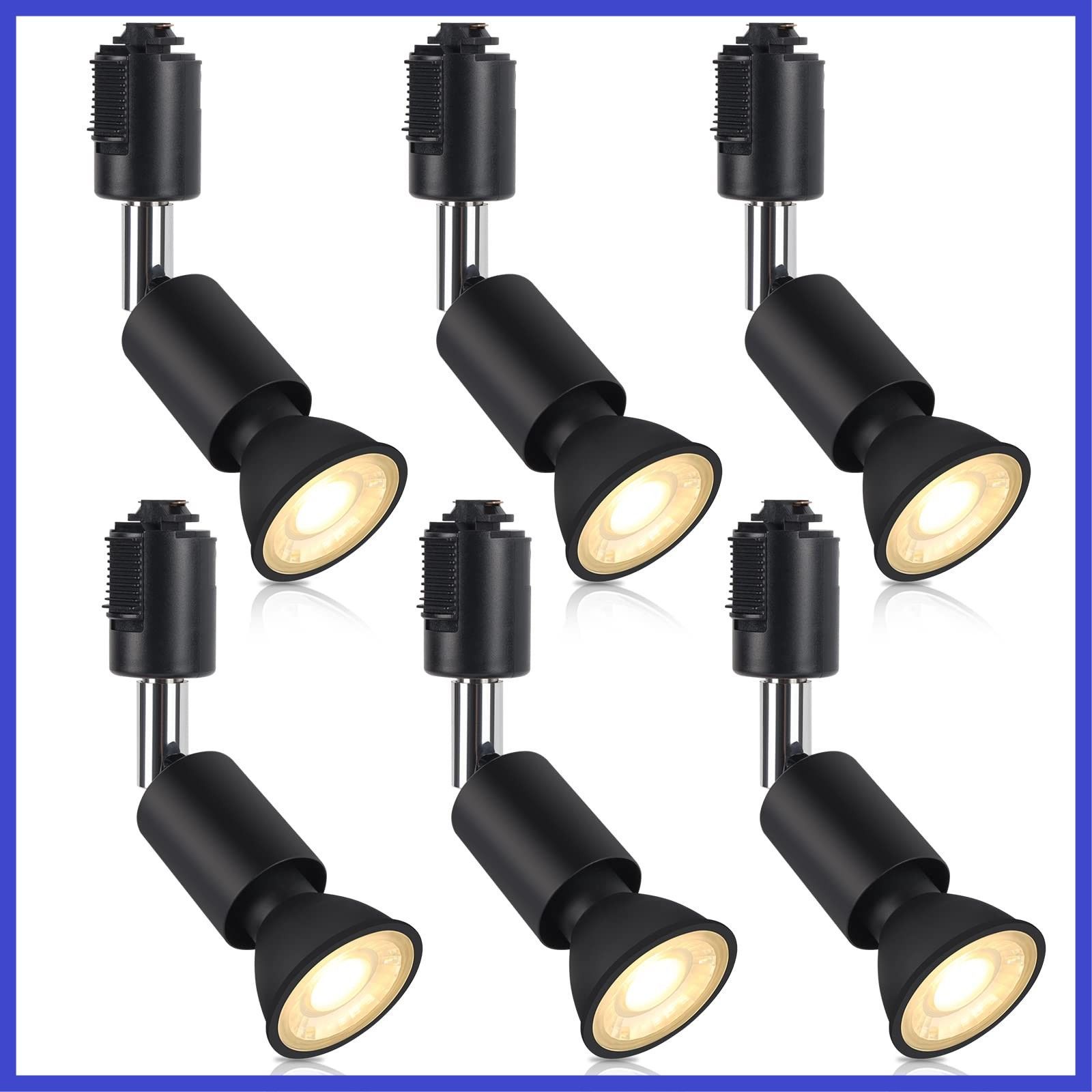 xydled ダクトレール用スポットライト E11 LED電球付き 50W ライティングバー用器具セット ライティングレール 天井照明 6個セット 電球色 ブラック