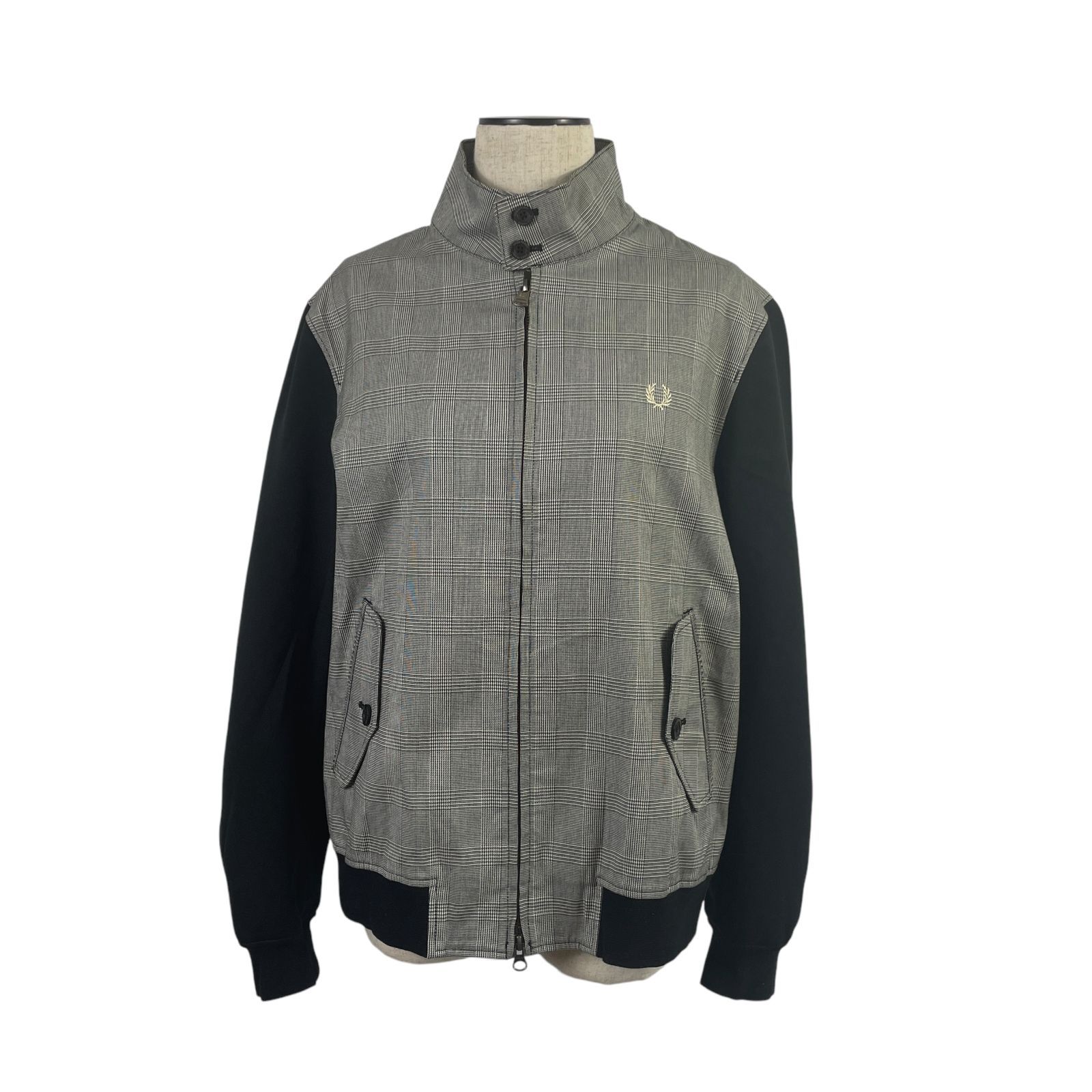 美品✨　フレッドペリー　ブルゾン　ジャケット　チェック　ブラック FRED PERRY メンズ アウター ブルゾン M グレー/ブラック