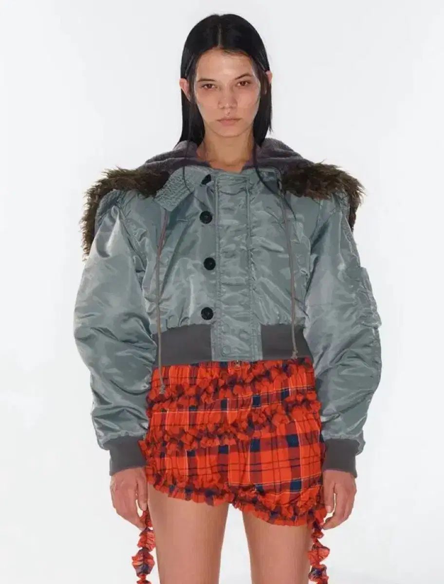 Open YY オープンワイワイ FAUX FUR ZIPPER HOOD MA1 カーキ