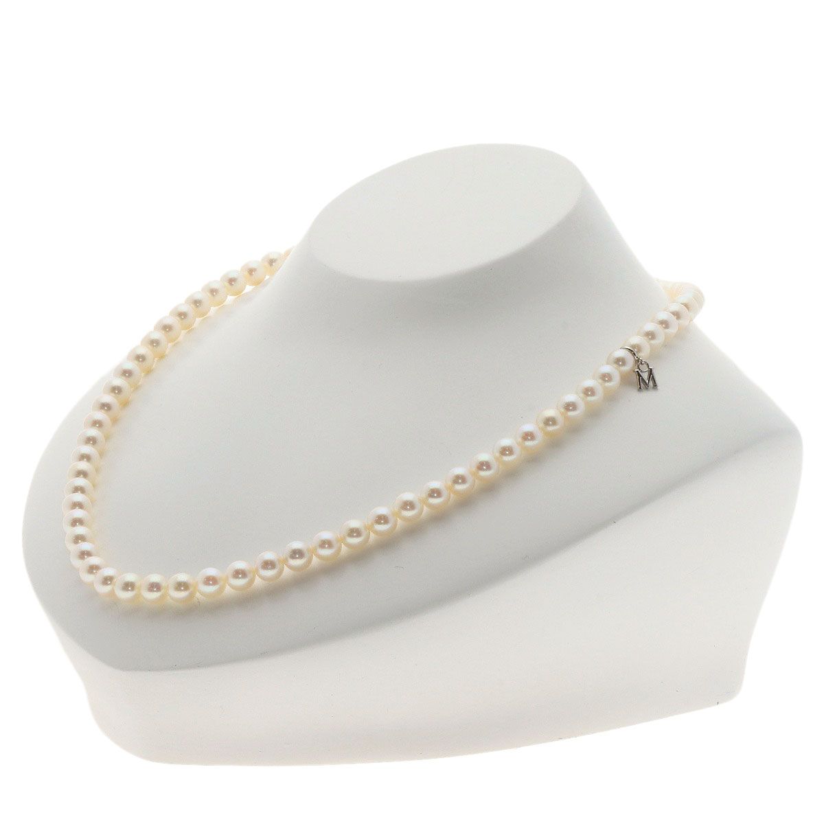 MIKIMOTO ミキモト アコヤパール 真珠 Mチャーム ネックレス SV