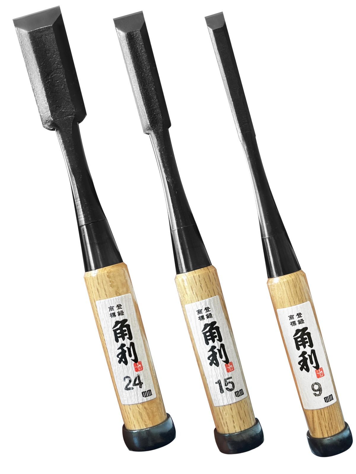 Size セット 9 15 24mm 角利 KAKURI 追入のみ 3本組 面取 白樫柄 全長215mm 刃先9|15|24mm 鑿 ノミ DIY 日曜大工 木工 道具 彫り ホゾ穴 41922
