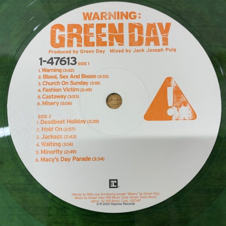 ▲01)【同梱不可】グリーン・デイ/Green Day/Warning/1-47613/LPレコード/EUオリジナル/ヨーロッパ盤/グリーン盤/A △01)【同梱不可】グリーン・デイ/Green Day/Warning/1-47613/LP