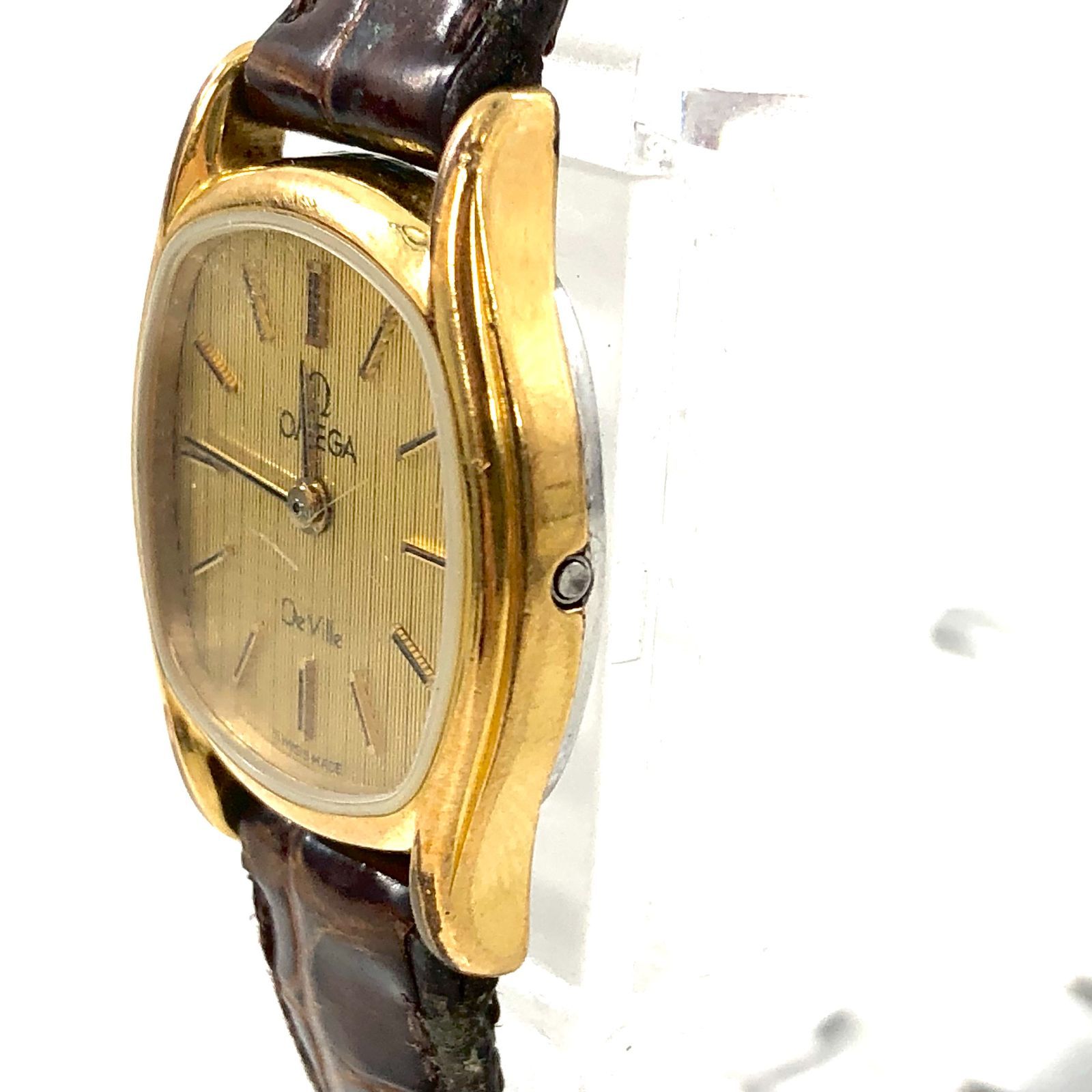 OMEGA オメガ Deville デビル レザー×SS/QZ プッシュ式リューズ