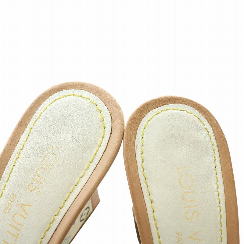 LOUIS VUITTON リボンオープントゥミュール ✨美品✨LOUIS VUITTON リボンオープントゥ ヒールサンダル 24cm