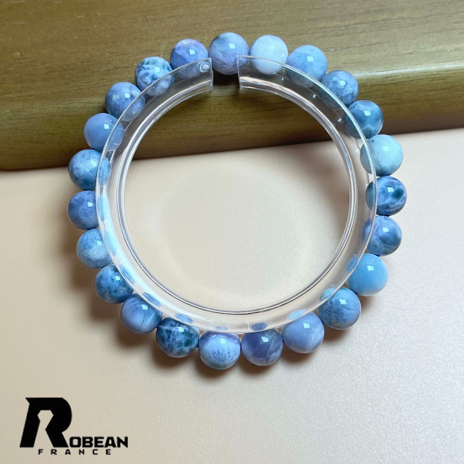 10 OFFクーポン配布中 EU製 定価19万円 ROBEAN ドミニカ共和国産のパープルラリマー ペクトライト パワーストーン ブレスレット 天然石 開運 金運 プレゼント2 8.2-8.7mm K1005110