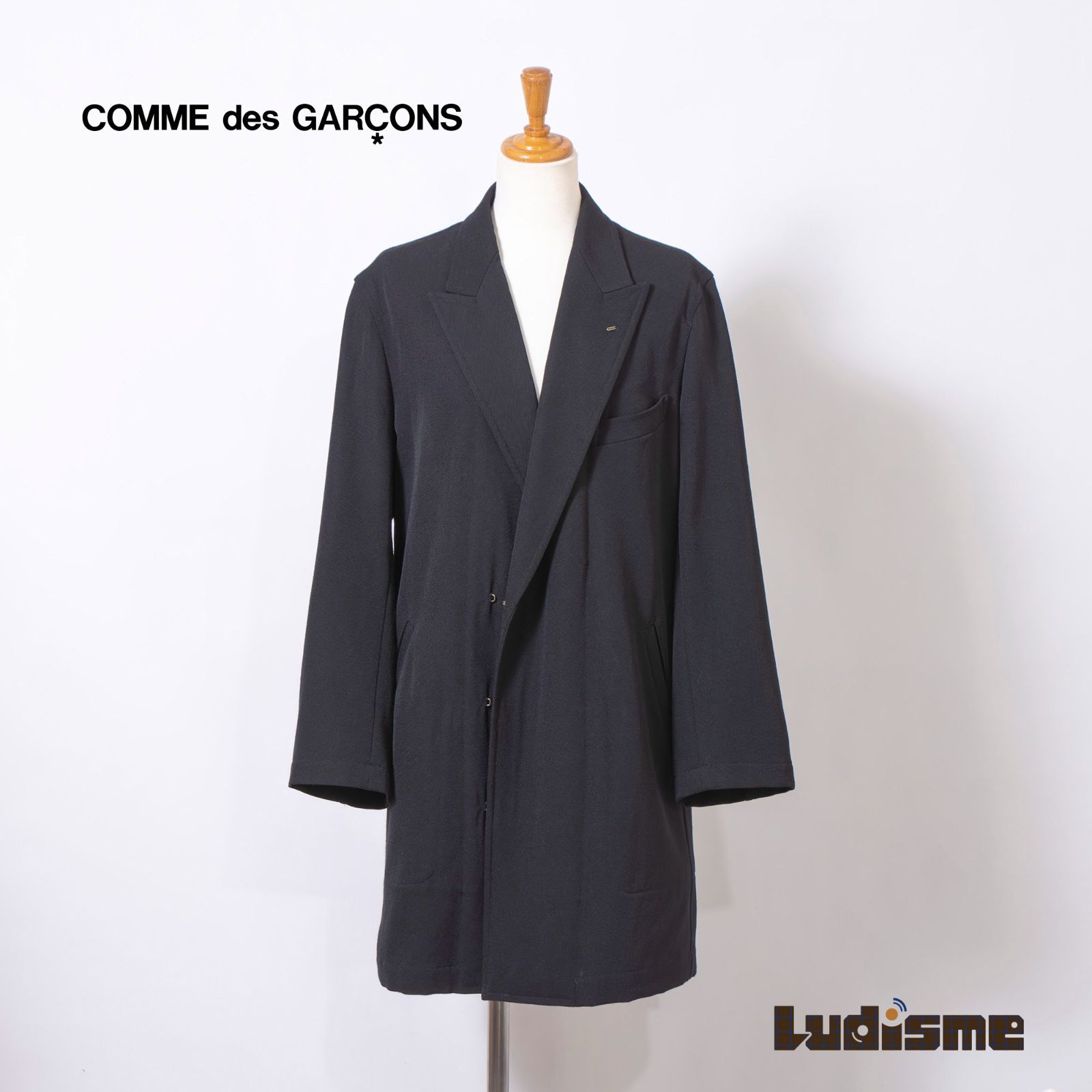 コムデギャルソン robe de chambre COMME des GARCONS ロングコート ブラック AD1998 ホックボタン アーカイブ 川久保玲 ウールコート アウター ジャケット ウール レディース ブランド古着 モード