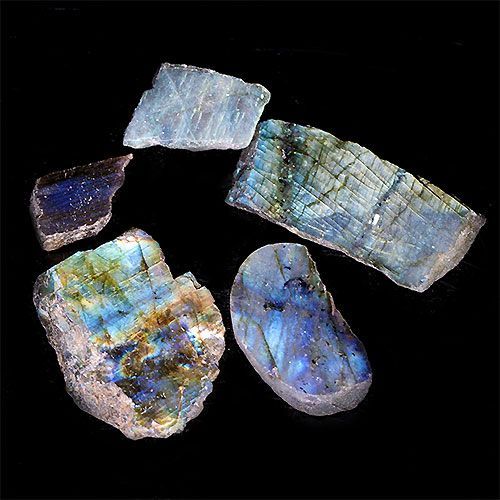 D440-21〕ラブラドライト スライス 5個入り Labradorite