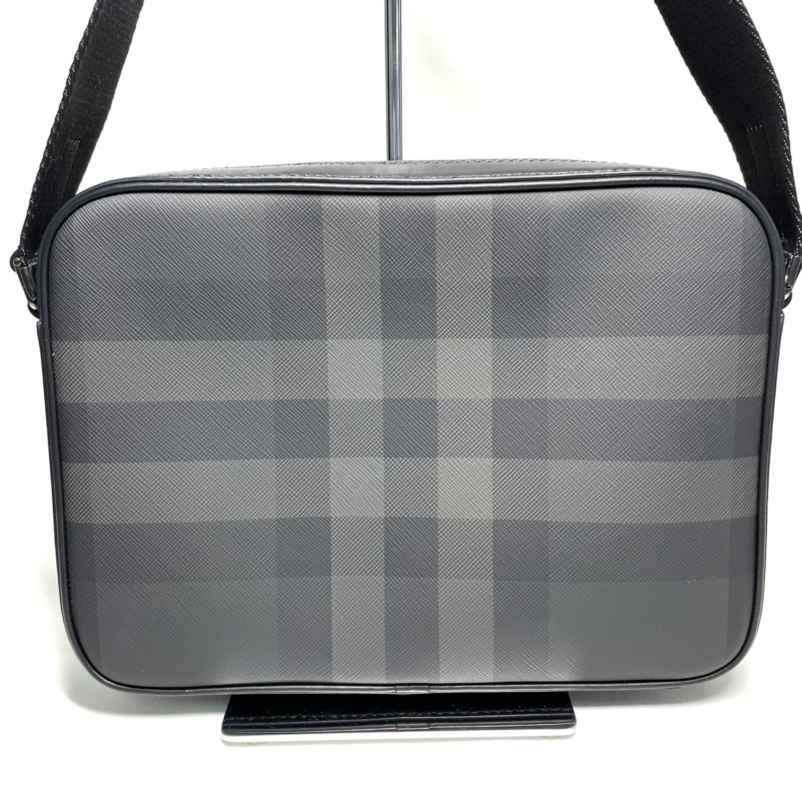 美品】 BURBERRY バーバリー ウーヴンナイロン レザー マズウェル