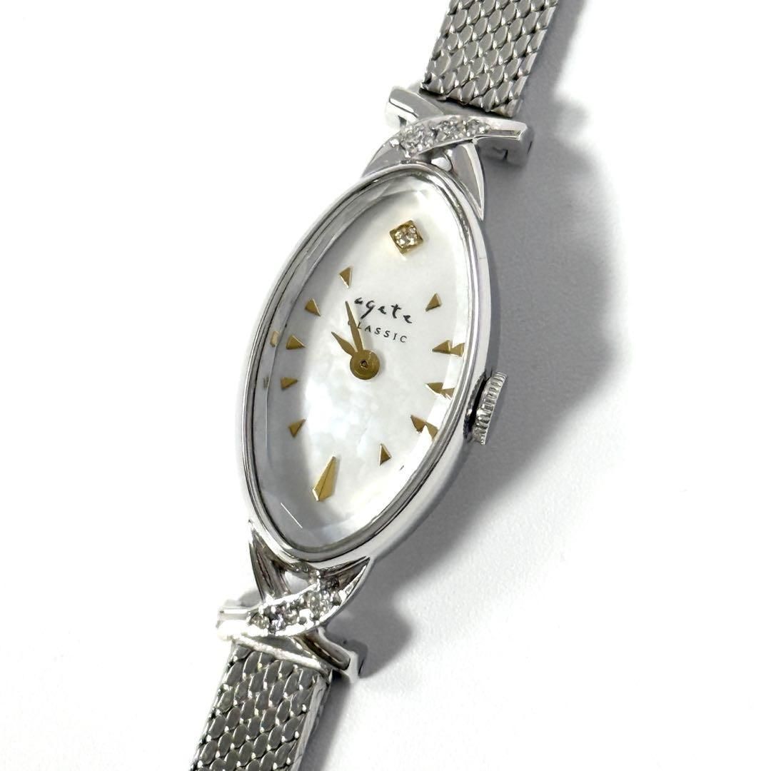 定価約19万】アガット 時計 オーバルフェイス ジュエリー ウォッチ K10