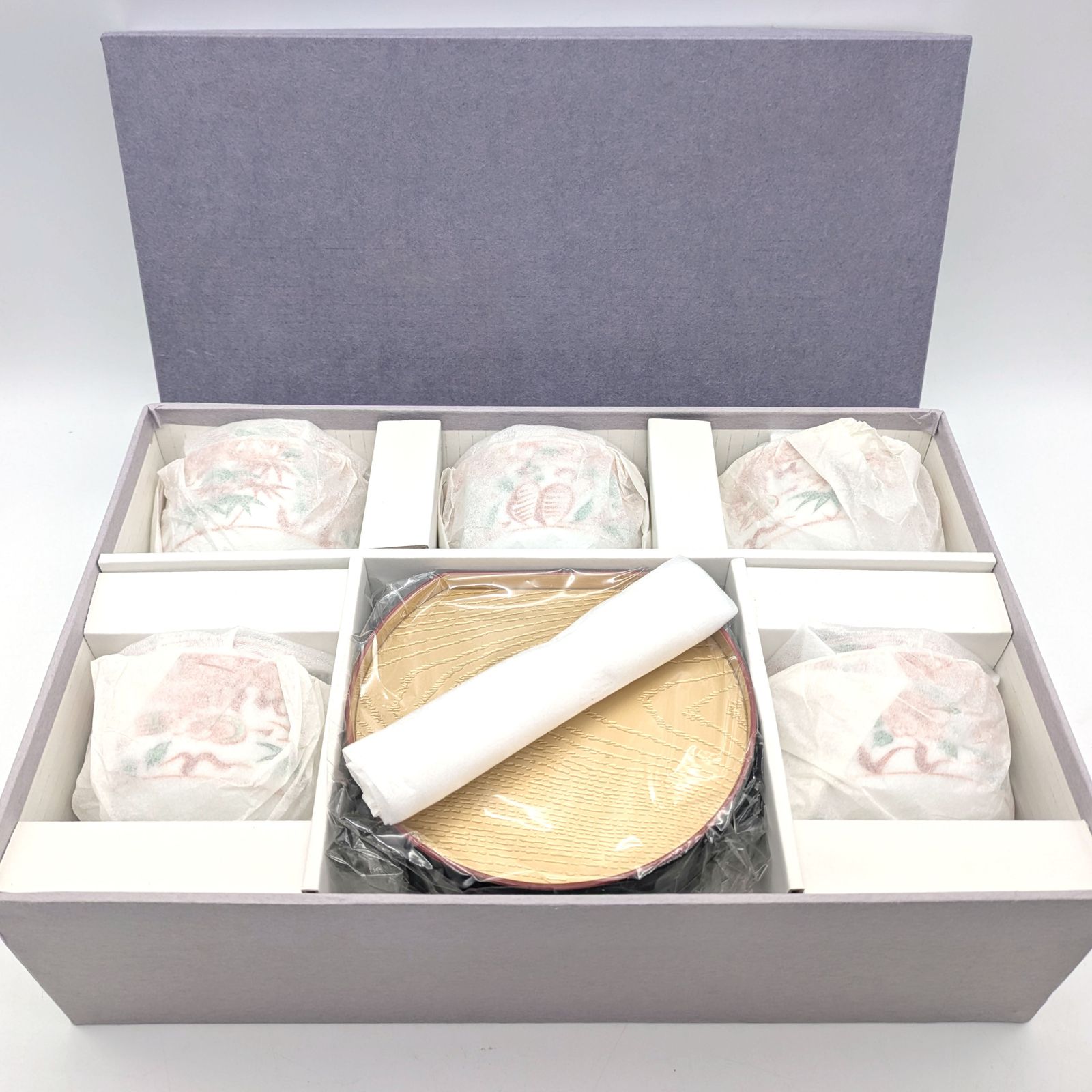 有田焼・喜峰窯・蓋付鉢・赤絵・和食器・5客揃・No.241231-03・梱包