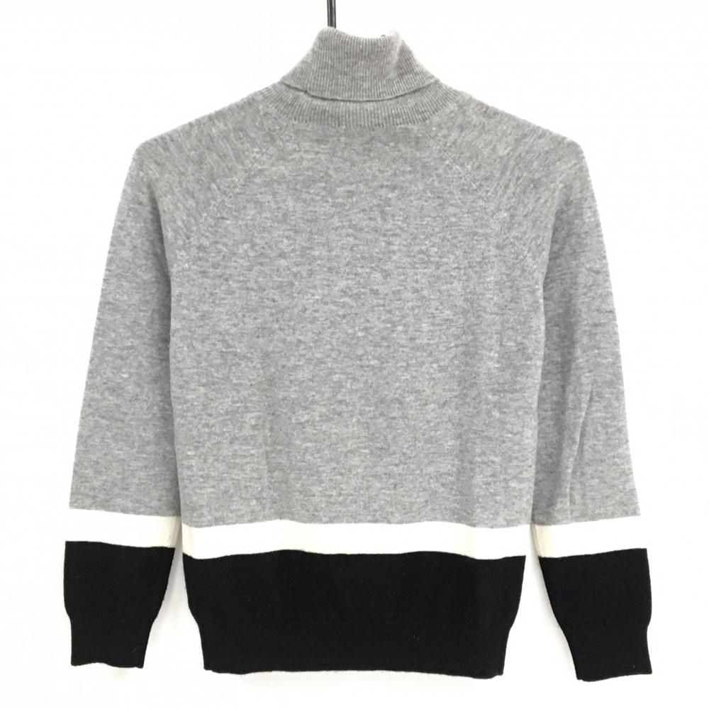超美品】ビームスゴルフ タートルネックセーター グレー×黒 カシミヤ混