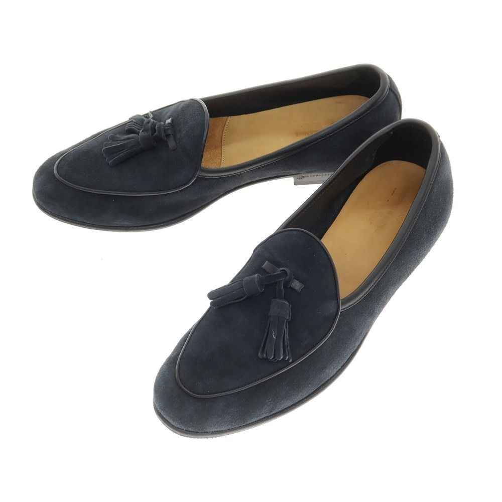 希少 未使用 baudoin&lange タッセルローファー ネイビースエード 中古】ボードインアンドランジ Baudoin & Lange スエード タッセル