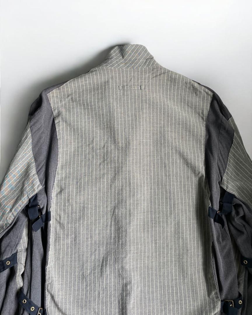 90-00’s JPG Homme Belted Hybrid Jacket 90-00s Jean Paule Gaultier Homme - Belted Hybrid Pinstripe Jacket