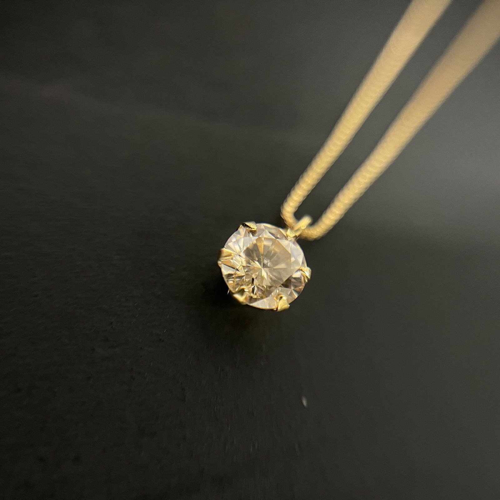 K18 天然ダイヤモンド ホースシュー ネックレス馬蹄 ペンダント 0.3ct