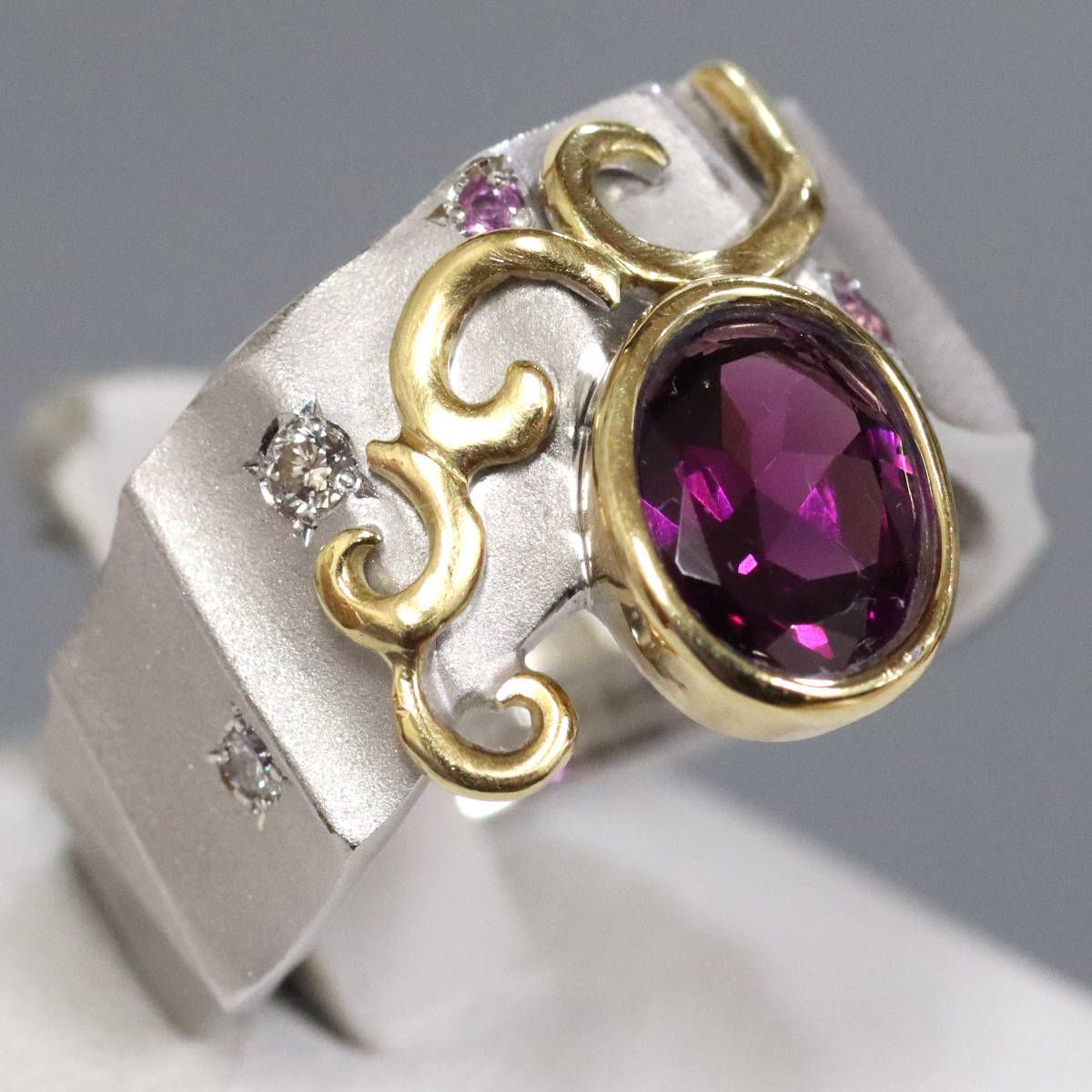 K18WG/K18ガーネットダイヤモンドリング G1.33 P0.05 D0.05 12.4g  