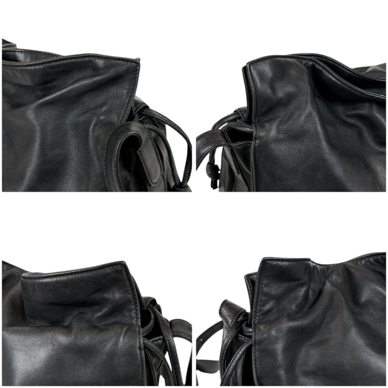 ロエベ LOEWE ショルダーバッグ フラメンコ ブラック 巾着型 ナッパ 