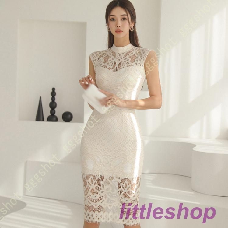 パーティードレス レース ワンピース 夏 レディース 総レース 透け感 袖あり 半袖 パフスリーブ ロングドレス ドレス 結婚式 フォーマルドレス ライトブルー レース ワンピース ロング丈 パーティードレス 総レース