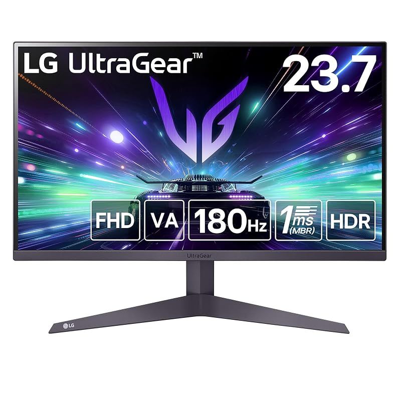 LG ゲーミングモニター LG UltraGear 24GS50FX-B 23.7インチ|PCゲーム 家庭用ゲーム|フルHD 1920×1080 |アンチグ |180Hz|VA 1ms MBR |FreeSync? テクノロジー|HDR10|HDMI× 0