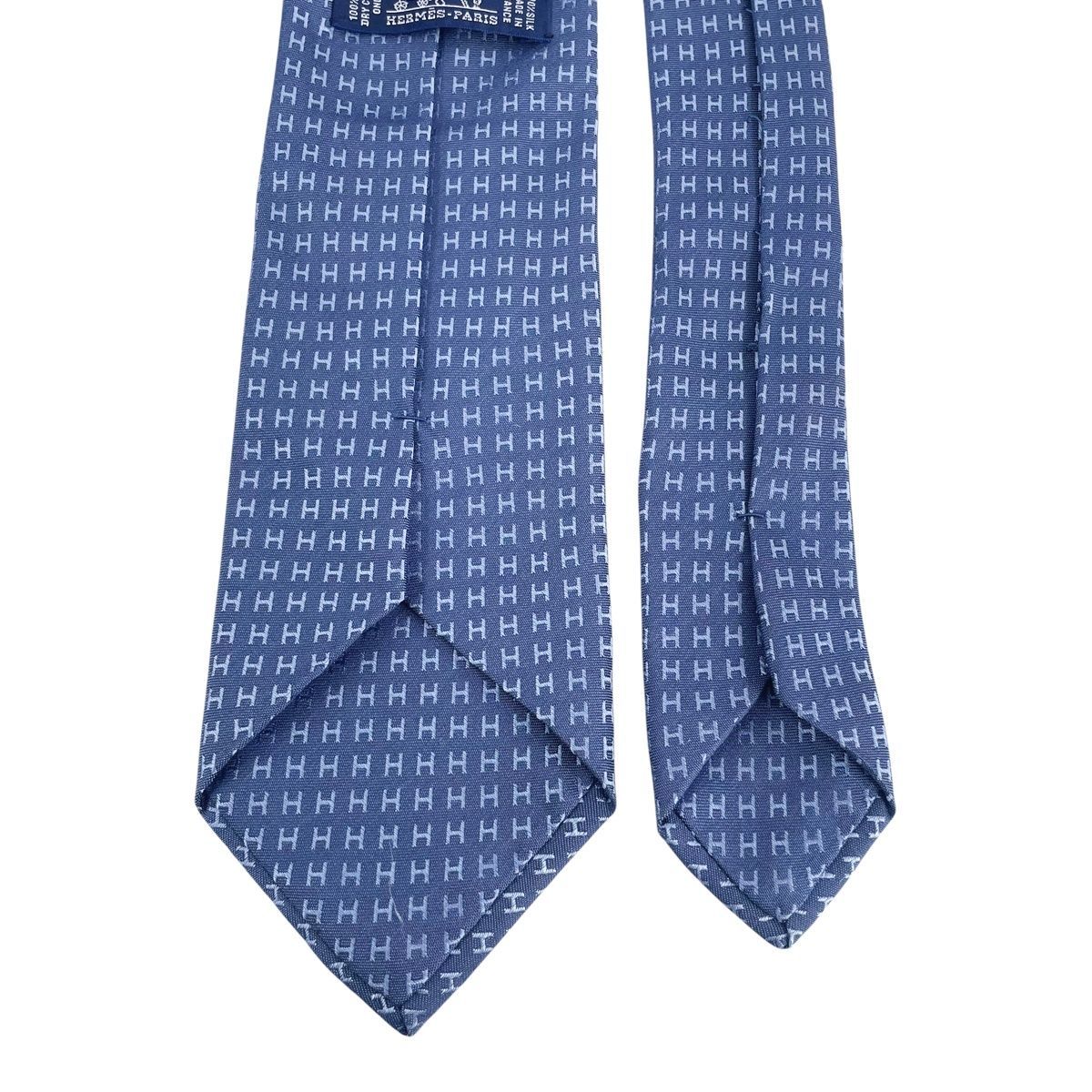 中古】 HERMES エルメス ネクタイ H織りタイ 7 cm 《ファソネ H》H