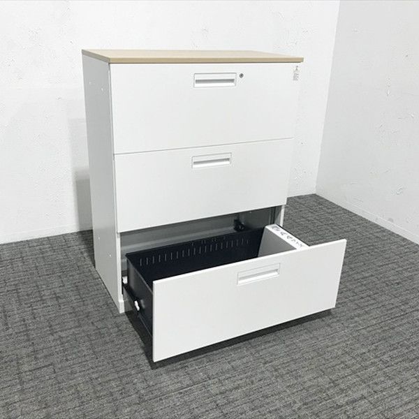 ラテラルキャビネット 3段 エディア シングルベース型 天板付 コクヨ ホワイト