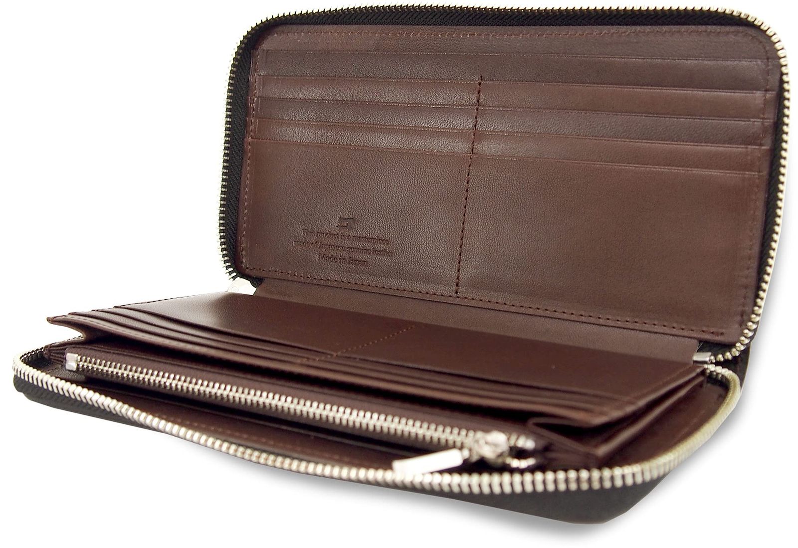 brown TGT-3459 グレンチェック 日本製 メンズ 長財布 栃木レザー