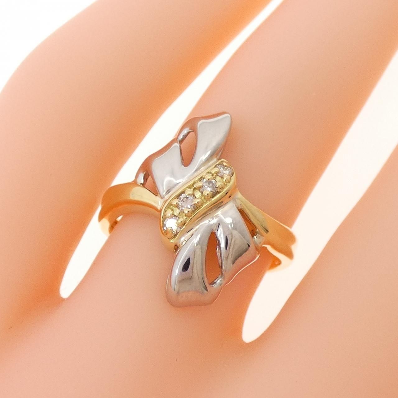 K18YG/PT850 ダイヤモンド リング 0.07CT - メルカリ