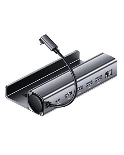 シルバー 【アップグレード版】ASUS Rog Ally/Steam deckドッキングステーション・Rocoren 6-in-1 多機能Stream deck TVドックステーション・【HDMI 2.0 ポート4K @ 60Hz 1080p、LAN ポート1