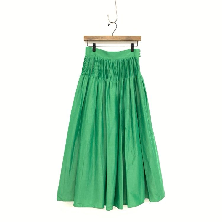 Mame Kurogouchi マメクロゴウチ Silk Cotton Flared Skirt シルクコットンプリーツスカート グリーン 2  MM22PS-SK703 - メルカリ