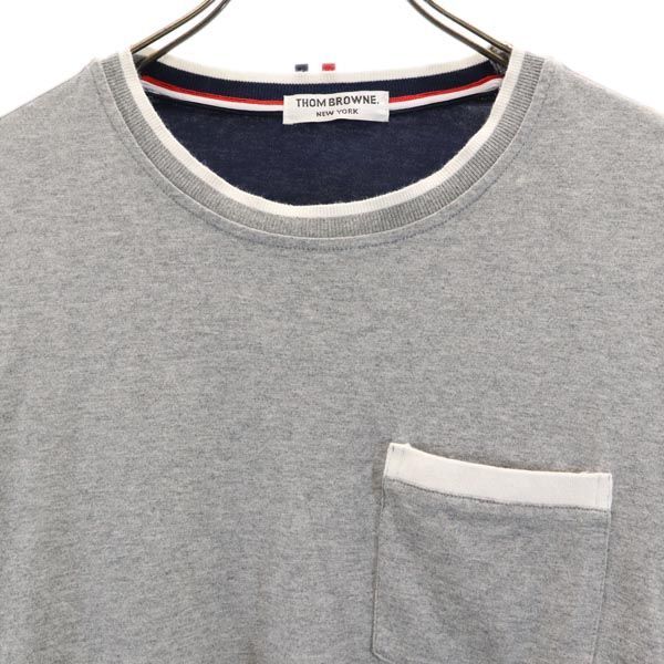 トムブラウン 長袖 Tシャツ 2 グレー系 THOM BROWNE ポケT ロンT