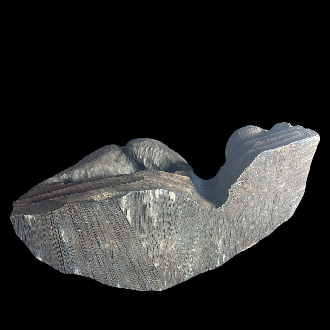 親子熊木彫り　北海道　アイヌ民藝品 木彫り像 熊 親子の熊 子熊 親熊 大熊 くま 親子で鮭獲り