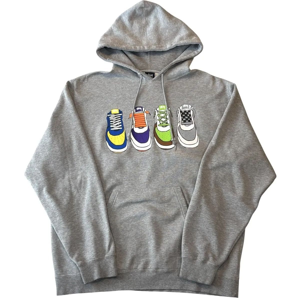 00s OLD STUSSY HOODIE オールドステューシー プルオーバー パーカーXL GRAY 紺タグ スニーカー 古着