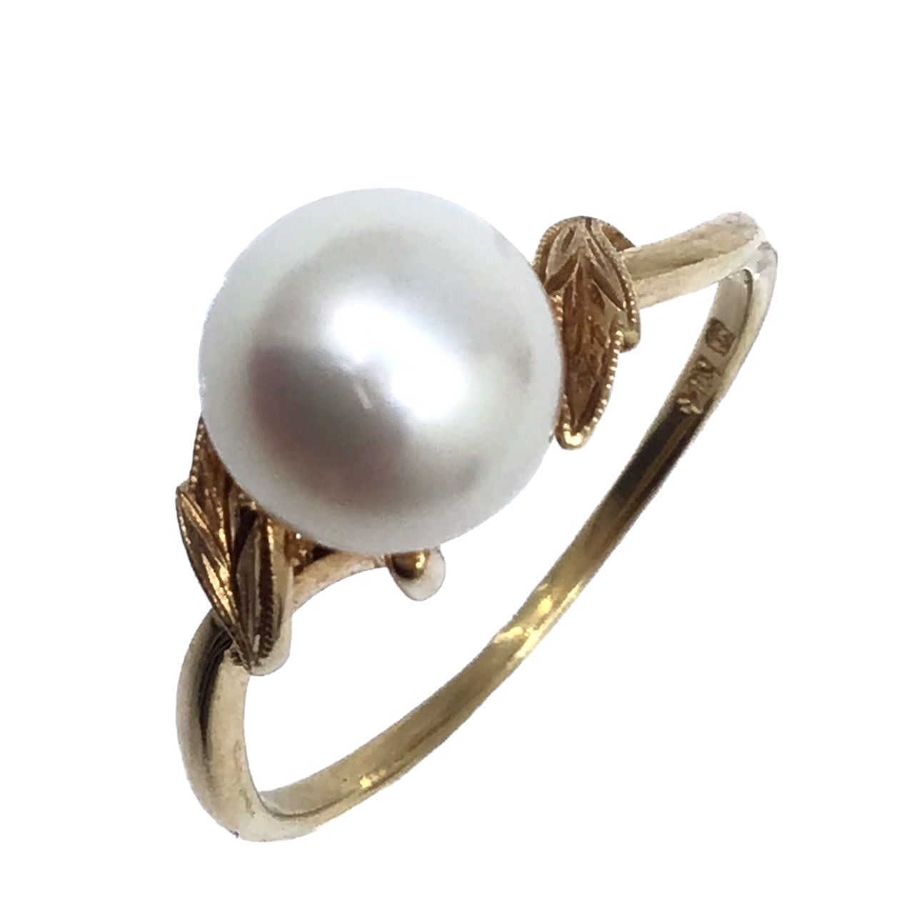MIKIMOTO ミキモト パールリング 1P K14 シンプル ワントップ 15号 