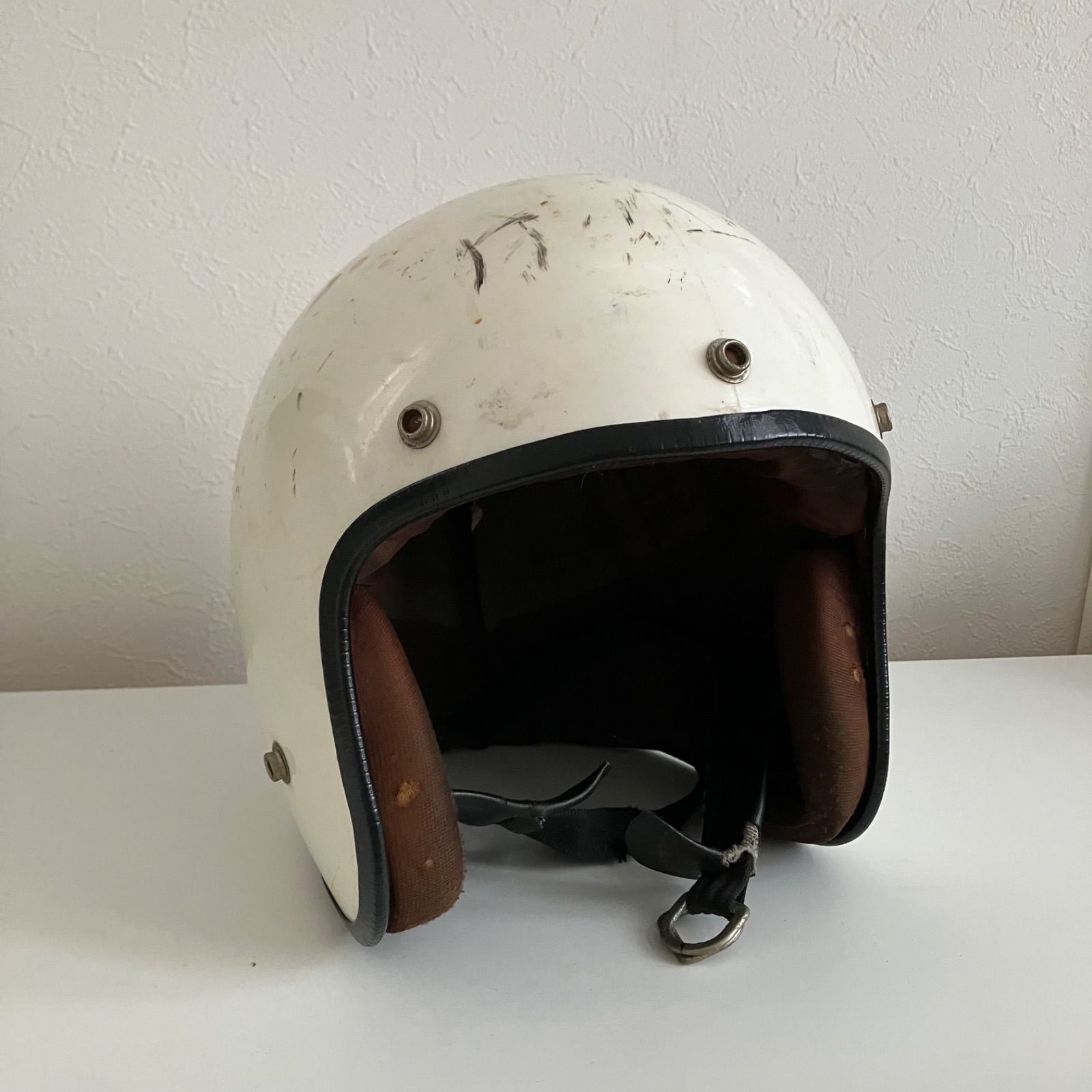 BELL R/T ヴィンテージヘルメット　1970年代物　レア 最初期! 70s BELL R-T ジェットヘルメット 赤 71/4 目深加工済み M