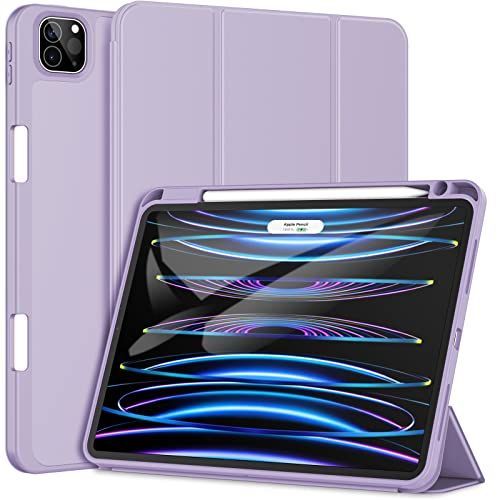 ライトパープル JEDirect iPad Pro 11インチ ケース(2022/2021/2020モデル) Pencilホルダー付き 第2世代Pencil充電対応 ソフトTPUバック スリム保護カバー オートウェイクアップ/スリープ機能付き (ライト