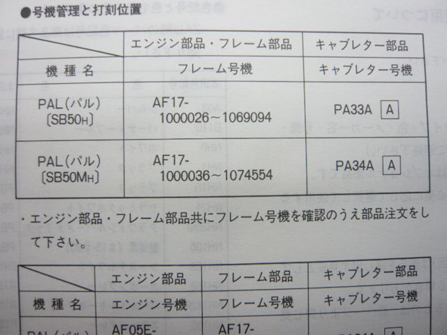 パル パーツリスト 6版 ホンダ 正規 中古 バイク 整備書 SB50 M SY50M AF17 車検 パーツカタログ 整備書 - メルカリ