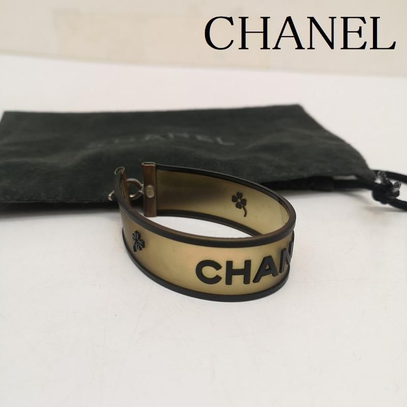 シャネル CHANEL ロゴ ラバー ベルト バンド ブレスレット 黒 ブラック