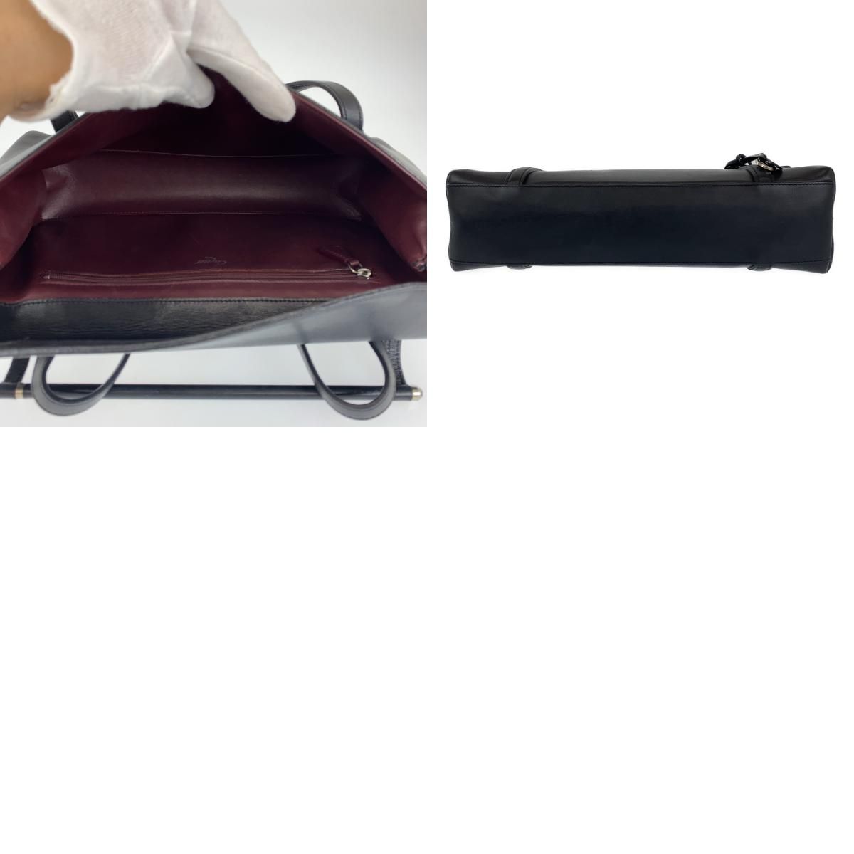 美品 CARTIER カルティエ カボション ブラック 黒 シルバー金具 レザー