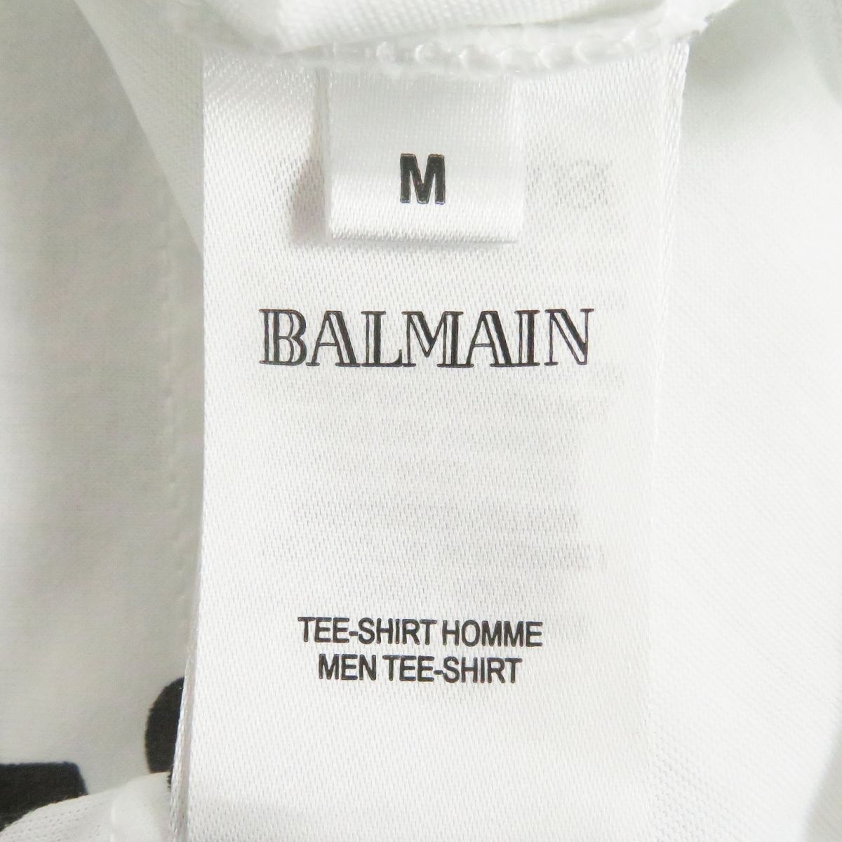 極美品□BALMAIN/バルマン ロゴプリント 総柄 コットン100％ クルーネック 薄手 ショートスリーブ 半袖Tシャツ/カットソー 白 M メンズ