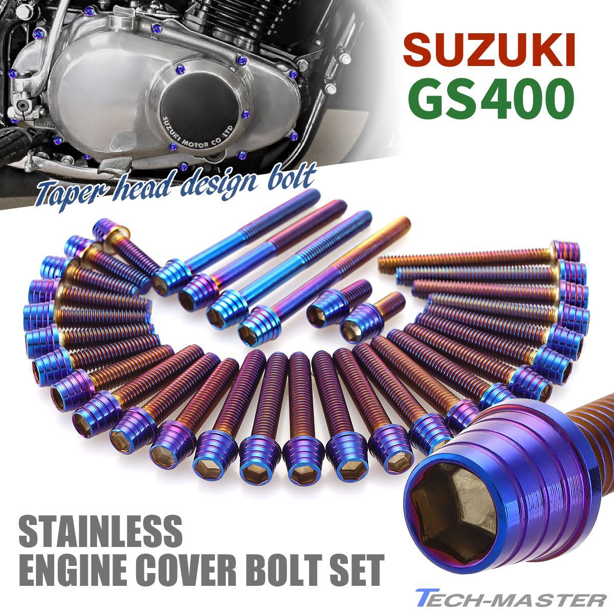 SUZUKI GS400 エンジンカバー クランクケース ボルト 03 - TECH-MASTER